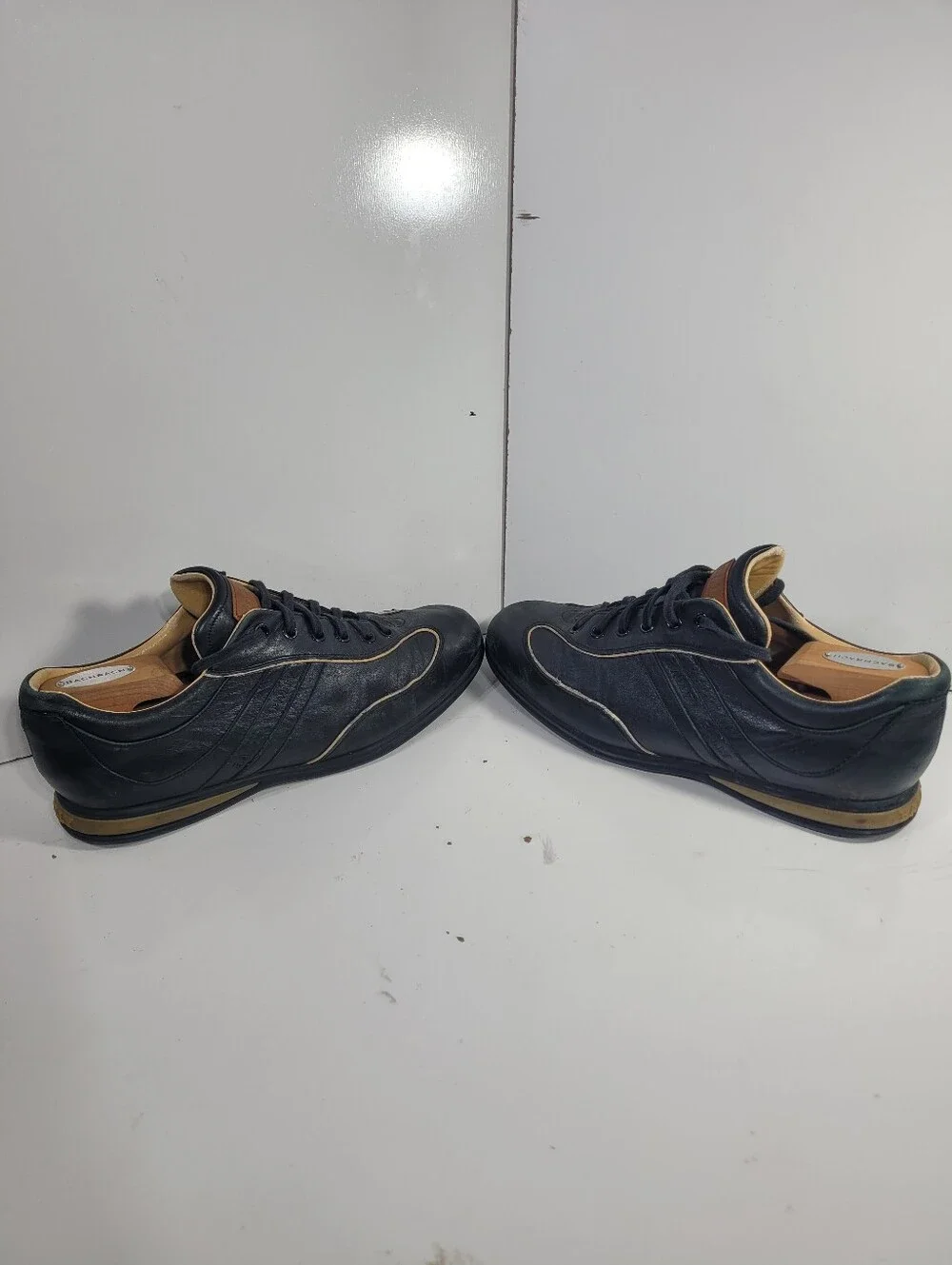 Bally Switzerland Men’s Black Leather Bowling Shoes Sneakers Low Top Size 10.5
